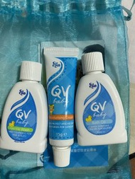 全新 QV moisturising cream /gentle wash/bath oil  bb沖涼試用裝