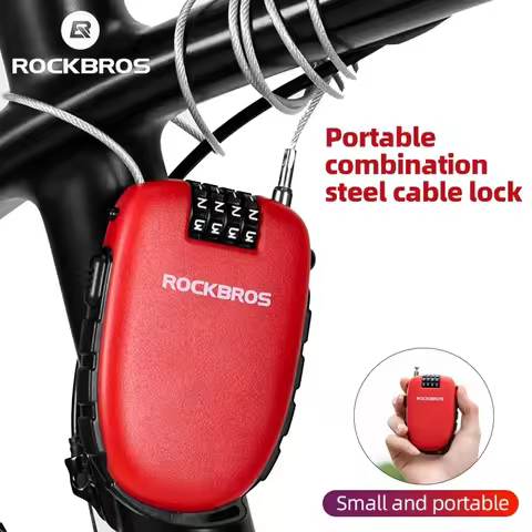ROCKBROS Portable Password Bike Lock Motorcycle Helmet Wire Lock Bicycle Anti-theft Cable BMX Scoote
