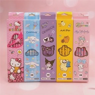 12ชิ้นดินสอ Sanrio น่ารัก Hello Kitty Kuromi Cinnamoroll ของฉันเครื่องเขียนนักเรียนเมโลดี้ของขวัญดิน