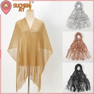 SUCHENMY Plain Lurex Glitter Shimmer Fringe Viscose Scarf Shawl Lady High Quality Wrap Stole Muslim 