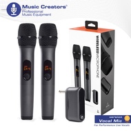 Wireless 2 Microphone System, High Vocal Quality, Rechargeable UHF Dual Channel Wireless Receiver, 6