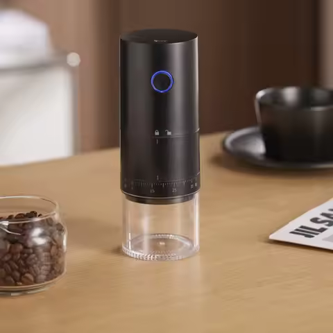 Coffee Burr Grinder 1250mAh Bean Grinding Machine USB Rechargeable Nut Bean Spice Blender for Spices