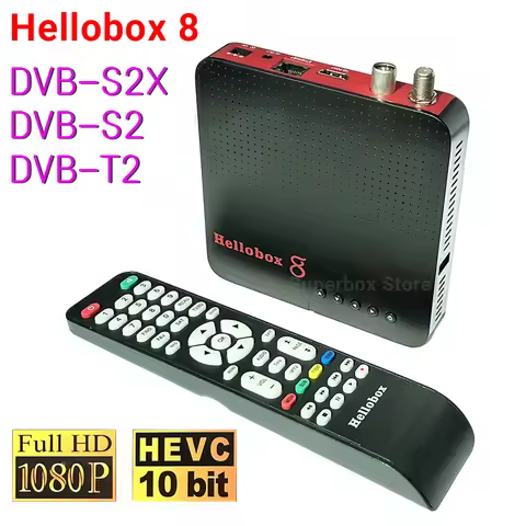 Hellobox 8 DVB Player Hellobox8 Auto-PowerVu Built-in WiFi DVB-S2 S2X T2/C H.265 HEVC
