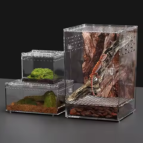 Reptile Breeding Terrariums 15x15x25cm Acrylic Transparency Box For Insect, Spider, Lizard, Scorpion