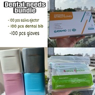 Dental Needs Bundle - Dental Bib, Saliva Ejector, Gloves