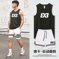 American 3X3 North Carolina Blue Vest Fake Two-Piece Shorts Suit Quick-Drying Basketball Sports Trai