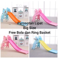 Mainan Perosotan Anak Perosotan Besar bisa LIPAT Prosotan Lipat Gratis Ring Basket an Bola Basket Se