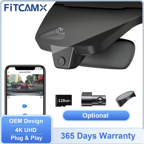 FITCAMX 4K +1080P Dual Camera for Toyota 4Runner 2020- 2026 / bZ4X 2022-2025, Built-in WIFI Dashcam 