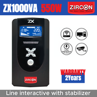 ZIRCON UPS เครื่องสำรองไฟ ZX 1000VA/550W Line interactive with stabilizer 2 years warranty