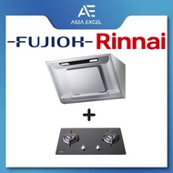 FUJIOH FR-SC2090 90CM CHIMNEY HOOD + RINNAI RB-7302S-GBS 2 BURNER BUILT-IN GLASS GAS HOB