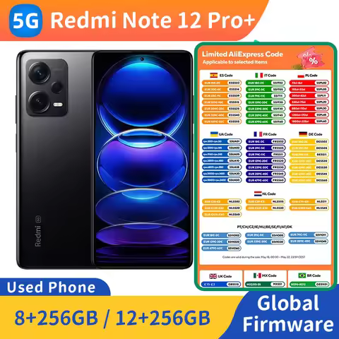Redmi Note 12 Pro+ Plus 5G 200MP RAM 12GB ROM 256GB 5000mAh 2400x1080px 6.67 inch Used Phone