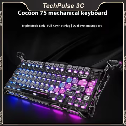 GravaStar 75k1pro Esports Gaming Mechanical Keyboard 79 Key Cyberpunk Theme Aluminum Alloy Keyboard 