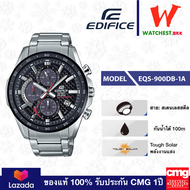 casio EDIFICE ของแท้ นาฬิกาผู้ชาย สายสเตนเลส รุ่น EQS-900DB-1A ระบบ Tough Solar คาสิโอ้ สายเหล็ก ตัวล็อกแบบ บานพับ (watchestbkk คาสิโอ แท้ ของแท้100% ประกัน CMG)