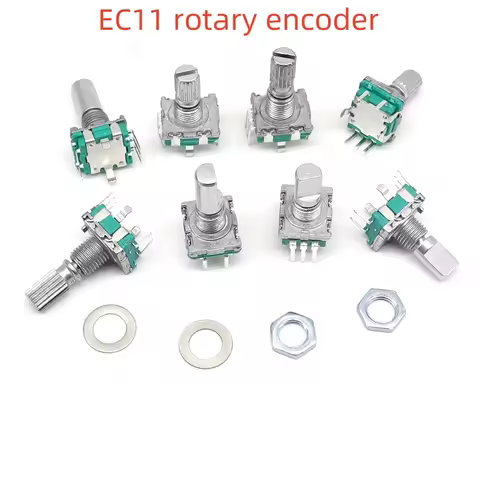 2/10PCSEC11 Rotary Encoder Digital Potentiometer, Plum Blossom, Half Axis, Five-Leg Handle Length 15