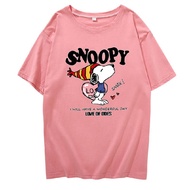 Zhu XIA Áo thun ngắn tay mùa hè in Snoopy dễ thương cho Cặp Đôi và học sinh