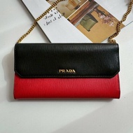 🎉全網最低 PRADA 紅色拼黑色耐刮皮革WOC