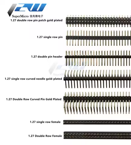 Free shipping (5pcs/lot) Pitch 1.27MM Pin Header Female Single and Double Row 1*40P 50P 2*40P50P Str