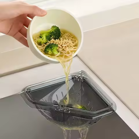 Separate Anti-leak Sink Drain Basket Filter Quickly Triangle Kitchen Sink Filter Strainer Multifunct