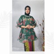 Baju Bodo Bugis Modern Organza Bunga Hijau