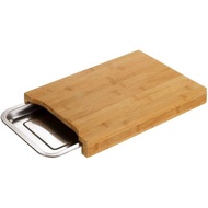 Wooden cutting board plus stainless steel tray 24 cm x 30 cm x 6 cm
