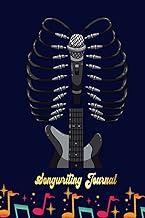 Music Skeleton E Guitar Guitarist Microphone Music Songwriting Journal: Blank Sheet Music 100 Pages 