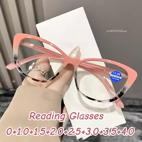 Women's Fashion Cat Eye Reading Glasses Men Vintage Blue Light Blocking Eyewear Retro Ultralight Far
