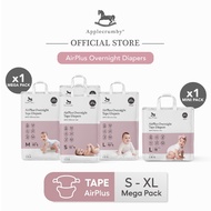 ☁Applecrumby® AirPlus Overnight Tape Diapers (Mega, 1 Pack) + Applecrumby® AirPlus Overnight Tape Diapers (Mini, 1 Pack)✸