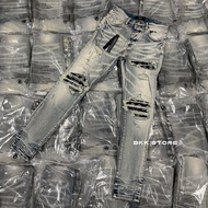 Amiri กางเกงยีนส์เข่าลาย ภาพถ่ายจากสินค้าจริง ตรงปก ไม่ตรงปกยินดีคืนเงิน ผู้ชาย Clothing Jeans Man