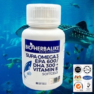 【BIO HERBALIKE】Omega 3 Fish Oil + Vitamin E / EPA 600 / DHA 300 / 1200 OMEGA 3