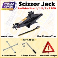 🔥New🔥 1 / 1.5 / 2 / 3 TON DIY Heavy Duty Car Scissor Jack with Hexagon Handle Lift Levelers Sepana Jek Kereta