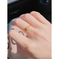 Year of the Dragon New Products Fu Until 18k Gold Round Heart Fu Character Ring National Trendy Cute