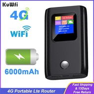 KuWFi 4G Mobile Router 150Mbps Portable Lte Router Mini Modem 6000mAh Large Capacity Hotspot with SIM Card Slot Travel Router shoutuan