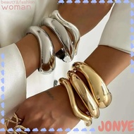 JONY Bracelet, Smooth  Wide Cuff Design Wide Cuff Bracelet, Fashion Chunky Style Metal Open Spring C