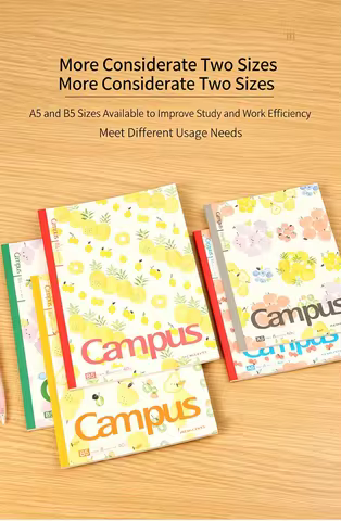 Japanese Style Fruit Print Campus Notebook, KOKUYO, 8mm Line Spacing, 180° Flat Open, B5 Options