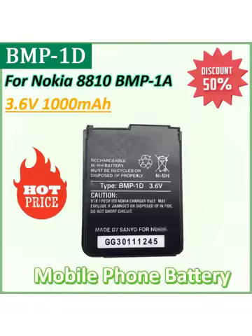 New 8810 3.6V 1000mAh Mobile Phone Battery for Nokia 8810 BMP-1A BMP-1D High Quality Battery