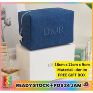 CD DIOR Denim Jean Embroidrey Cosmetic Bag Beauty Skincare VIP Gift Makeup Skincare Travel Pouch 牛仔包