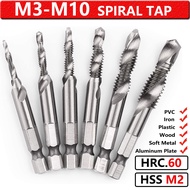 6Pcs M3-M10 HSS Screw Metric Thread Tap Drill Bits Set 1/4 39; 39; Hex Shank Thread Cutter Countersink Metric Tap Bit Hand Tool D30