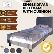 【Support Up to 120KG🔥】Single Cushion Bed Base Frame Divan/Cushion Divan Bed Frame/Bed frame/ Katil /
