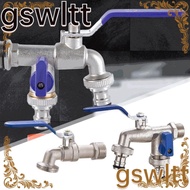 GSWLTT Water Faucet, Hose Irrigation Tap Joint Water Splitter Connector, Durable 1/2'' 3/4'' Double Head Metal Valve Switch IBC Tank