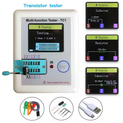 LCR TC1 1.8 Inch TFT LCD Display Multimeter Transistor Tester Diode Triode Capacitor Resistor Test M