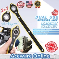 2in1 Scissor Jack Ratchet Wrench Universal Cross Hexagonal Dual Use Spanner Scissor Jack Spanar Jek Tukar Tayar Kereta