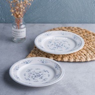 SALE Piring salad keramik sango stoneware motif bunga biru