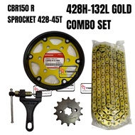 CBR150 CBR150R SPROCKET SET CHAIN GOLD 428H 132L 45T  LANTAI SET