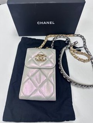 Chanel 19手機包 珍珠白 9成新