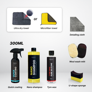 CARVIX | Basic Care Package Car Wash - Quick Coating + Nano Car Shampoo + Tyre wax + Microfiber Towe