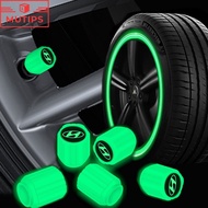 Hyundai 4Pcs Car Luminous Tyre Valve Cap Stem Glow Lighting Tire Valves Caps Wheel Accessories For Creta Stargazer Grand i10 Kona Tucson Ioniq 5 Palisade Accent H1 Santa Fe