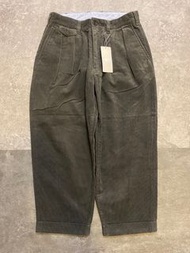 BEAMS PLUS Corduroy Trousers gray 燈芯絨 兩摺 錐型褲 9分褲