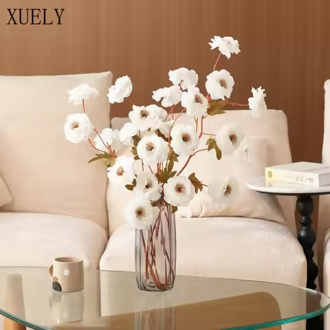 X8886 2.46ft Pink White Layered Peony Artificial Flower Branch Home Floral Arrangement Material Wedd