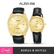 Jam Tangan Couple AS9S24 & AH7CG2 Black Genuine Leather Original