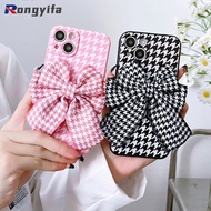 Beautiful Houndstooth Phone Case For Samsung Galaxy A20S A9 2018 A8 2018 A7 2018 A6 2018 A6 Plus A8 Plus A7 2017 A5 2017 J8 2018 Case Classical Bowknot Soft TPU Casing Back Cover